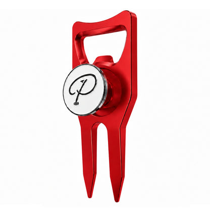 4-in-1 Divot Tool with Magnetic Ball Marker, Bottle Opener & Club Tee, Golf Divot Repair Tool