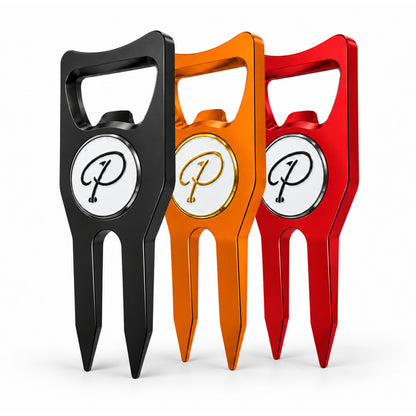 4-in-1 Divot Tool with Magnetic Ball Marker, Bottle Opener & Club Tee, Golf Divot Repair Tool